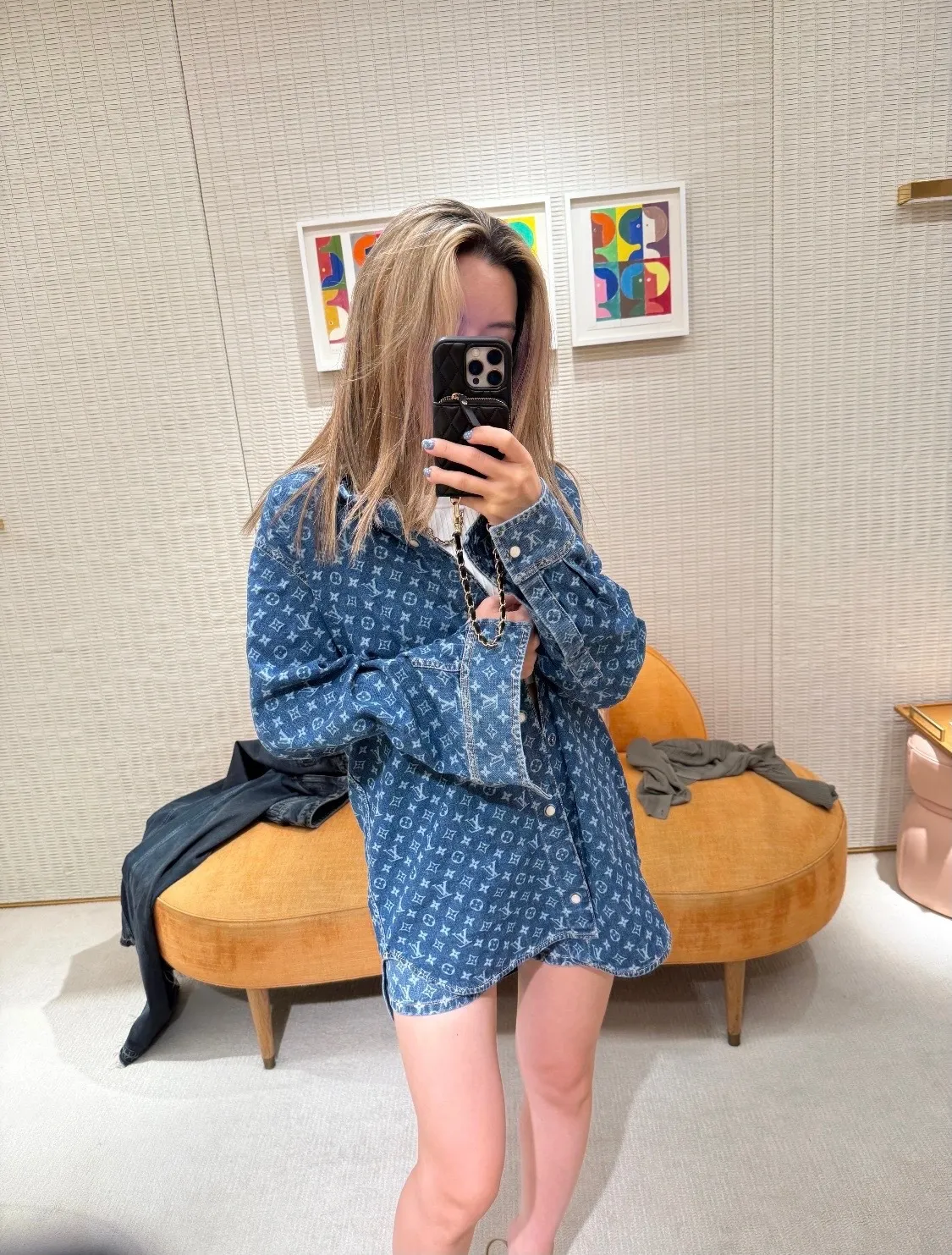 Louis Vuitton/Louis Vuitton 25Fw all-over printed old flower denim shirt jacket